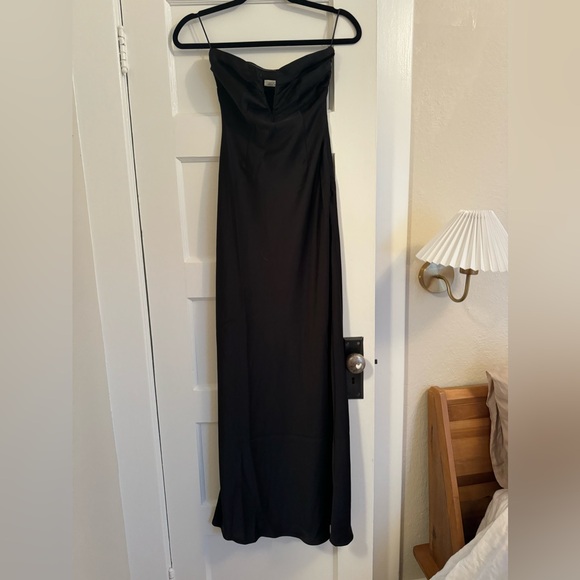 Valeria Black Strapless Satin Maxi Dress - Picture 3 of 5